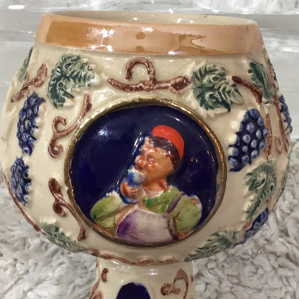 German stoneware hand painted goblet vintage 70’s